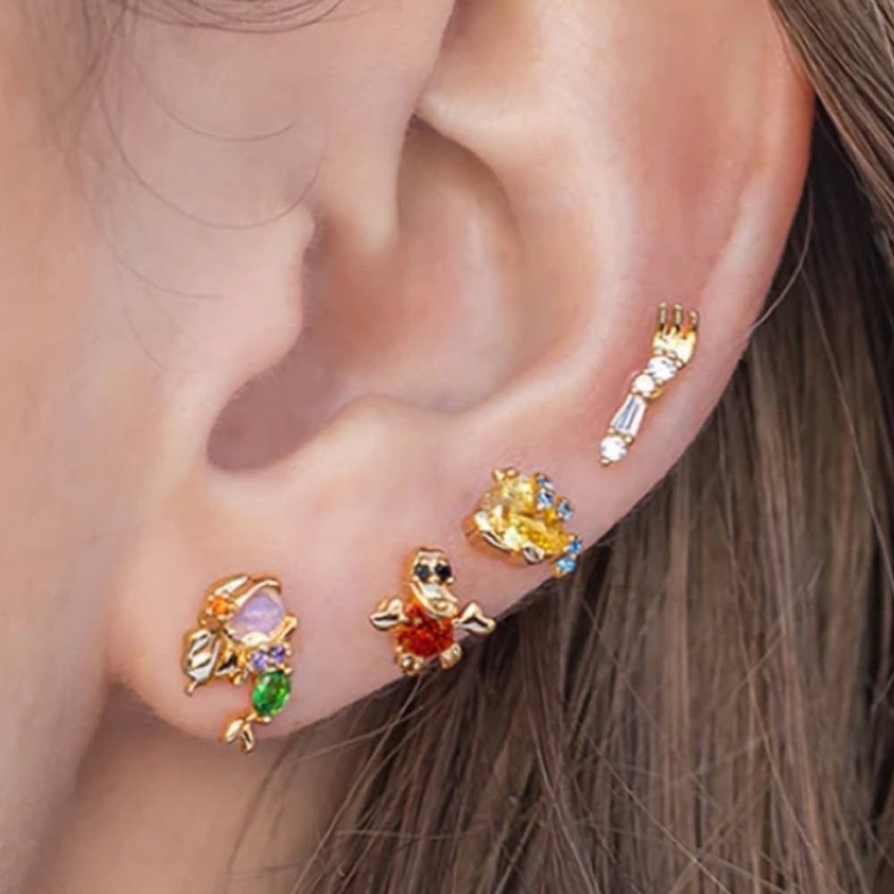 Disney’s The Little Mermaid Stud Earrings Set- Gold